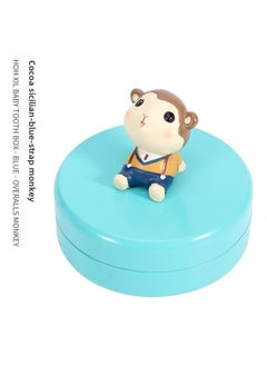 Deciduous Teeth Commemorative Box Baby Teeth Replacement Preservation Wooden Box Teeth Drop Collection Commemorative Gift Toy Wholesale-Color:Blue Strap-Monkey