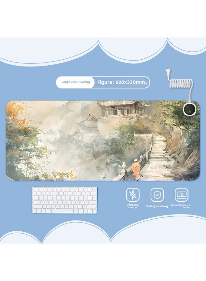 Ink Landscape Heating Heating Pad Warm Table Mat Office Computer Desktop Heating Mouse Pad-Color:700x330mm-Pattern:Jr-ink Scenery 114  - Image 1