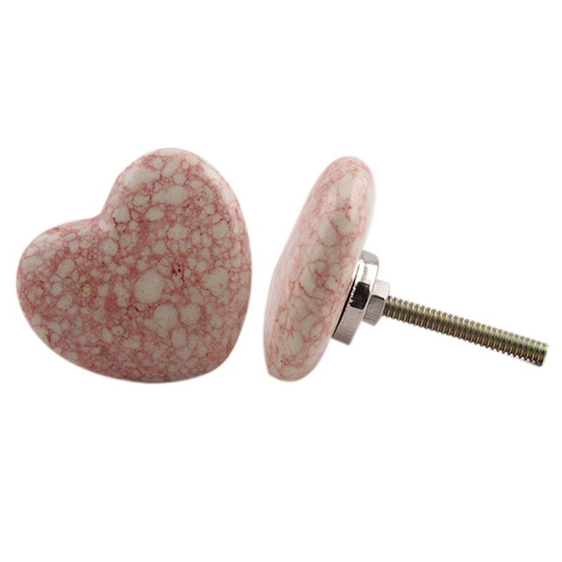 Indian-Shelf IndianShelf 8 Piece Pink Heart Crackle Ceramic Drawer Knobs for Kitchen Cabinet Knobs Door Pulls Decorative Dresser Premium HandFinished  - Image 1
