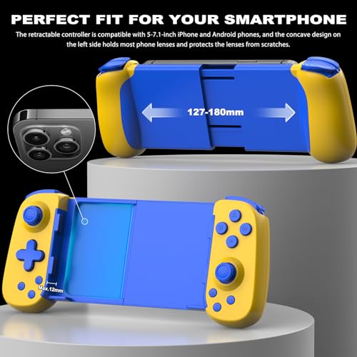 arVin Wireless Game Controller for iPhone 15/15 Plus/15 Pro/15 Pro Max/14/13/12/iPad/Android/Samsung Galaxy 23/22/21/Tablet/Switch/PS4/PC Gamepad with Hall Effect Joystick/Turbo/6-Axis Gyro/Vibration - Image 5