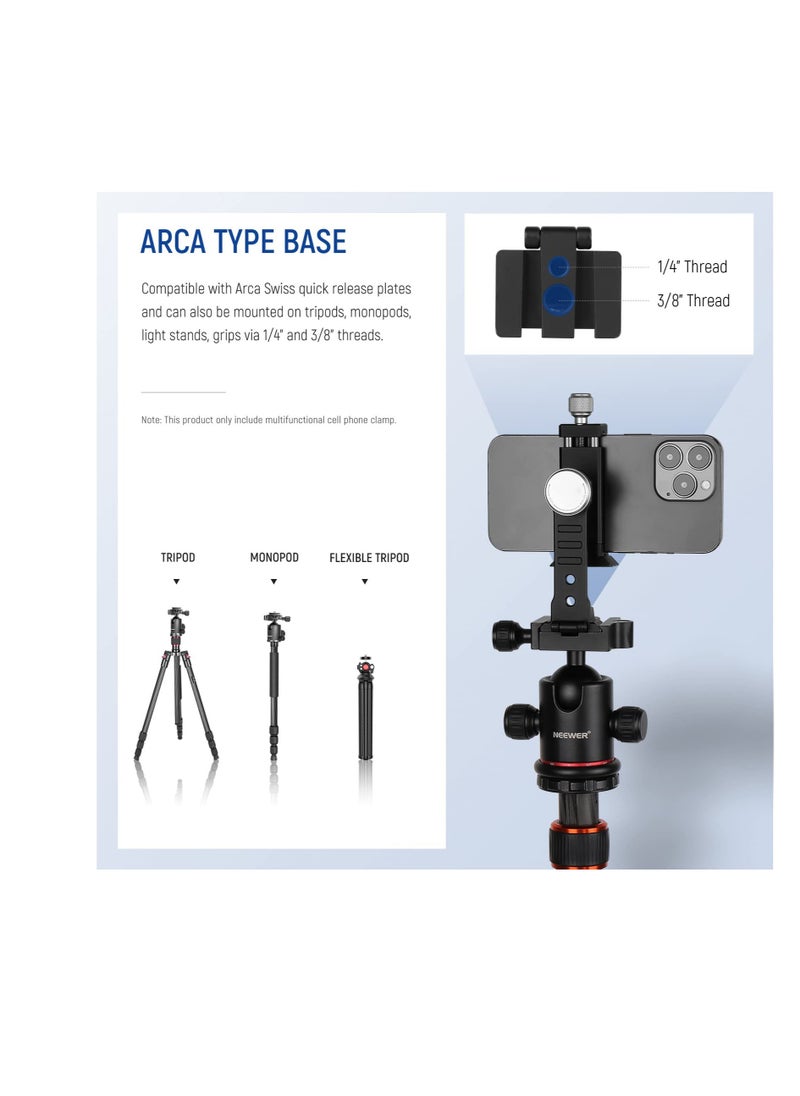 Excefore Cell Phone Tripod Mount, Cold Shoe Mount and Arca Type Base, 360° Rotatable Phone Holder, Video Vlogging Rig, Fits Any Size Smartphone Including iPhone 14 Pro Max Galaxy S22 Ultra Pixel  - Image 3