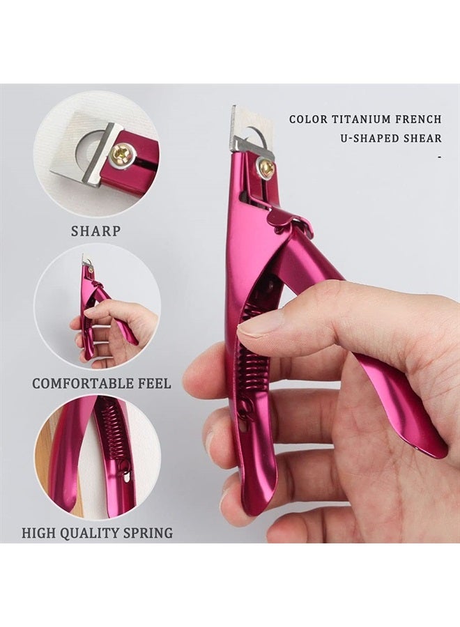 SUMAJU Professional Acrylic False Nail Clippers for Acrylic Nails, Rose Red Nail Tip Cutter Nail Manicure Tool for Salon Home Nail Art - Image 4
