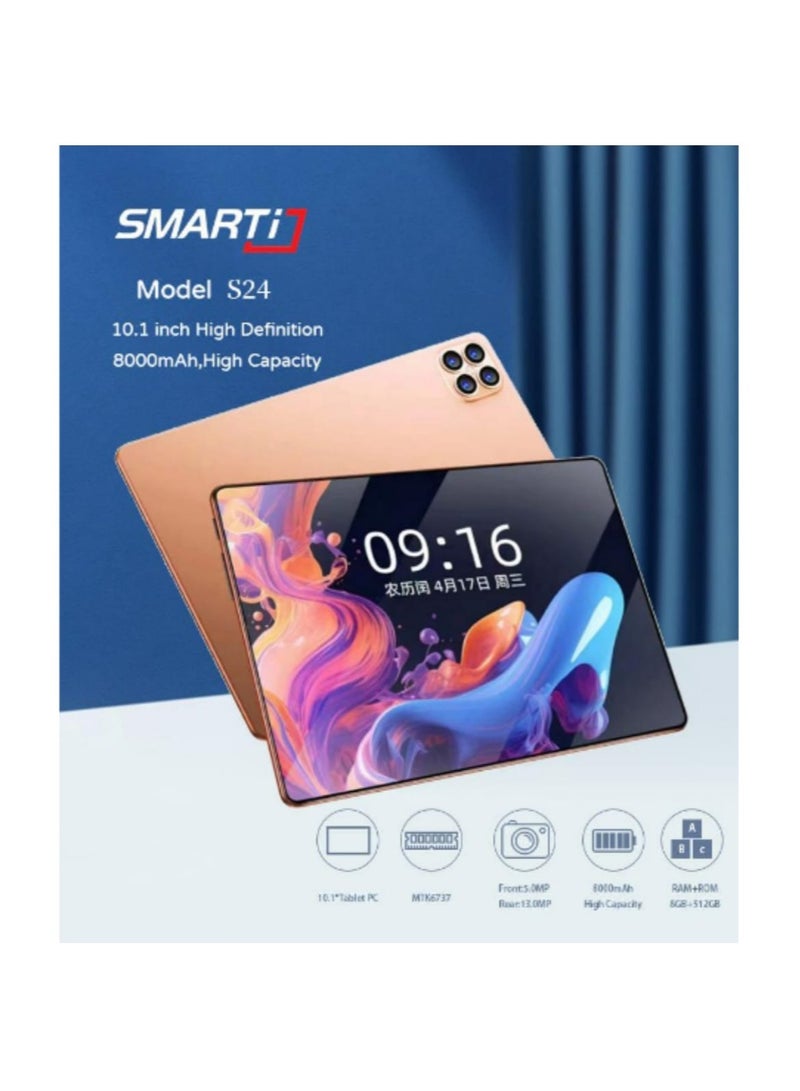 Smarti  S24 10 Inch HD Screen 8GB RAM 512GB ROM 5G Tablet PC With Keyboard and Back Cover - Image 1