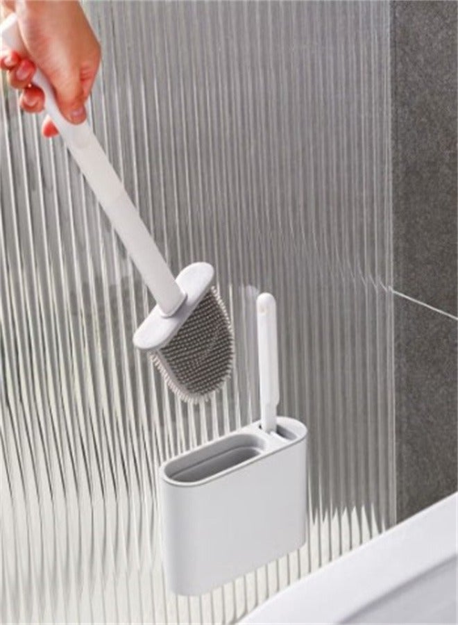 Bukela Silicone Toilet Brush New Home Toilet Soft Hair Wall Mounted Toilet Brush Cleaning Set  - Image 2