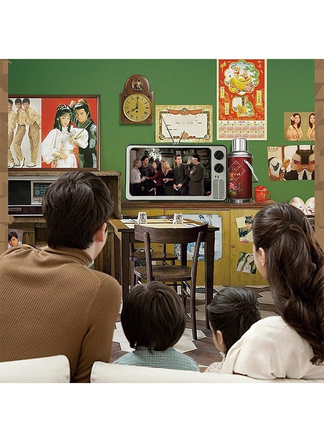 مكبر شاشة الهاتف بمضخم تلفزيون قديم مقاس 12 بوصة - هدايا للأب - مكبر شاشة الهاتف المحمول عالي الدقة ثلاثي الأبعاد للأفلام ومقاطع الفيديو والألعاب - مناسب لجميع الهواتف الذكية(لون الماهوغوني الرجعية) - Image 5