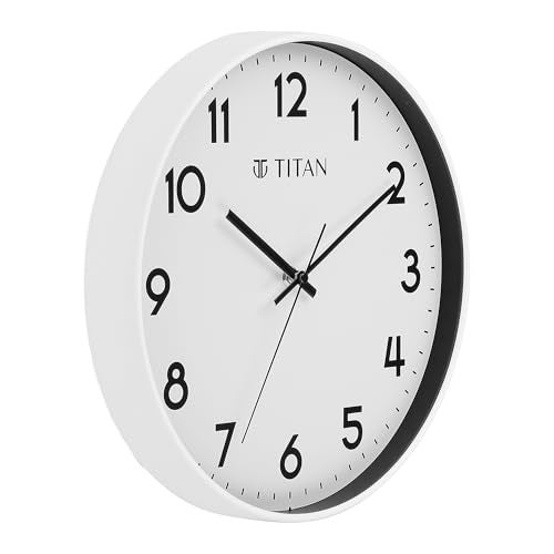 Titan Essence Classic Wall Clock - 30 cm, White Plastic Case & Dial, Silent Sweep Movement, Non-Ticking, Elegant Home Decor, Perfect for Living Room, Office, Bedroom - W0094PA01 - Image 3