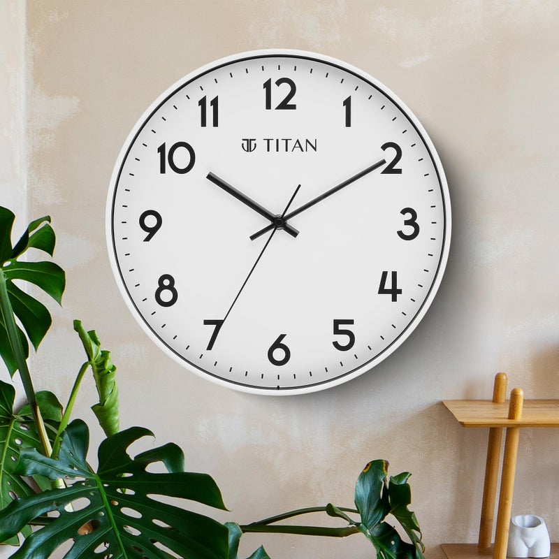Titan Essence Classic Wall Clock - 30 cm, White Plastic Case & Dial, Silent Sweep Movement, Non-Ticking, Elegant Home Decor, Perfect for Living Room, Office, Bedroom - W0094PA01 - Image 4