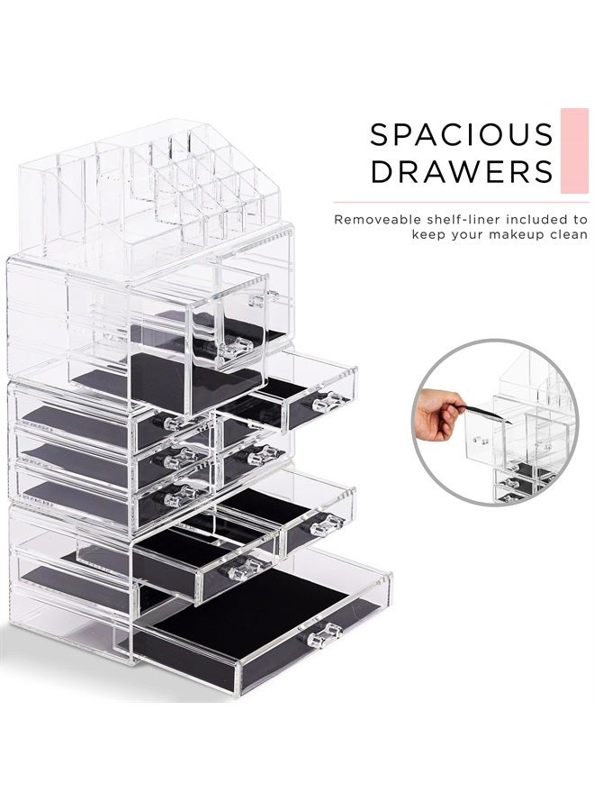 Sorbus Large Clear Makeup Organizer - Detachable Spacious Cosmetic Display Tower - Jewelry & Make Up Organizers & Storage Case - Acrylic Makeup Organizer for Vanity, Bathroom, Dresser & Countertop - Image 5