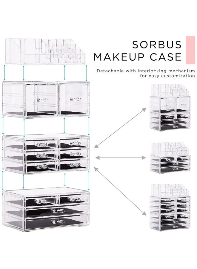 Sorbus Large Clear Makeup Organizer - Detachable Spacious Cosmetic Display Tower - Jewelry & Make Up Organizers & Storage Case - Acrylic Makeup Organizer for Vanity, Bathroom, Dresser & Countertop - Image 2