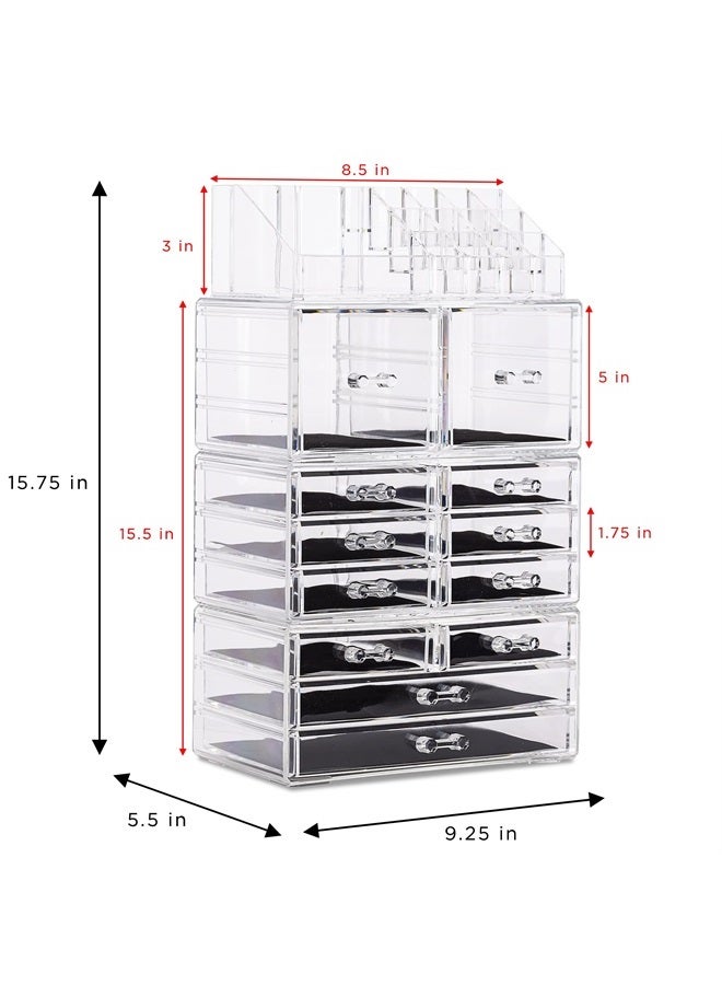 Sorbus Large Clear Makeup Organizer - Detachable Spacious Cosmetic Display Tower - Jewelry & Make Up Organizers & Storage Case - Acrylic Makeup Organizer for Vanity, Bathroom, Dresser & Countertop - Image 3