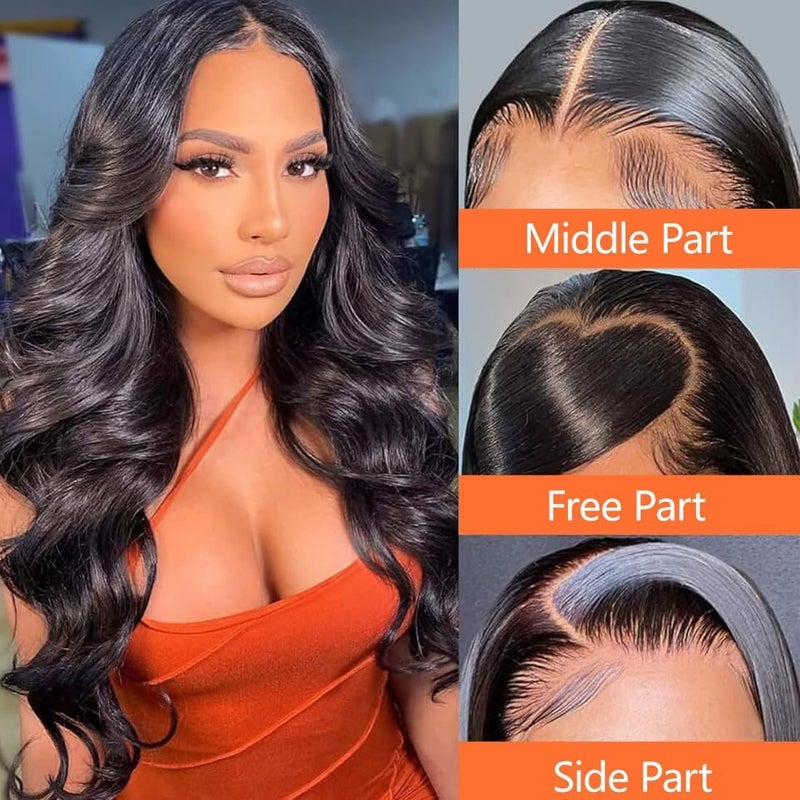 سيلينا غطاء دانتيل أمامي بموجات الجسم 13×4 إتش دي، شعر بشري، دانتيل شفاف، شعر برازيلي عذراء، لون أسود طبيعي، 8 بوصة - Image 5