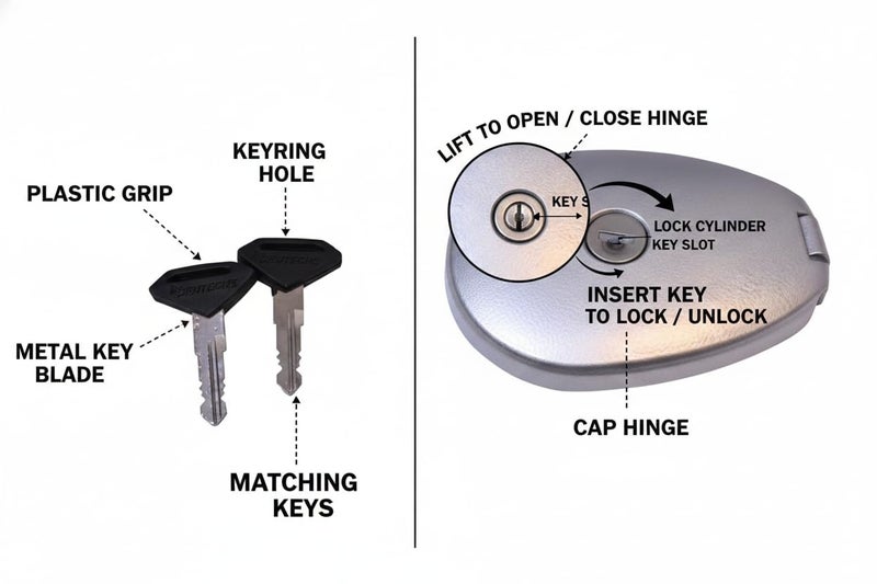 VTRUST Petrol Tank Lock Set Compatible for Bajaj Avenger Series 150, 160, 180, 200, 220 Street Models - Image 4