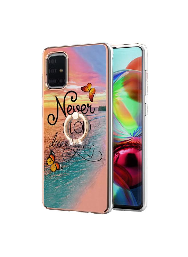 erorex Case For Samsung Galaxy A71 5G Electroplating Pattern IMD TPU Shockproof Case with Rhinestone Ring Holder - Image 2