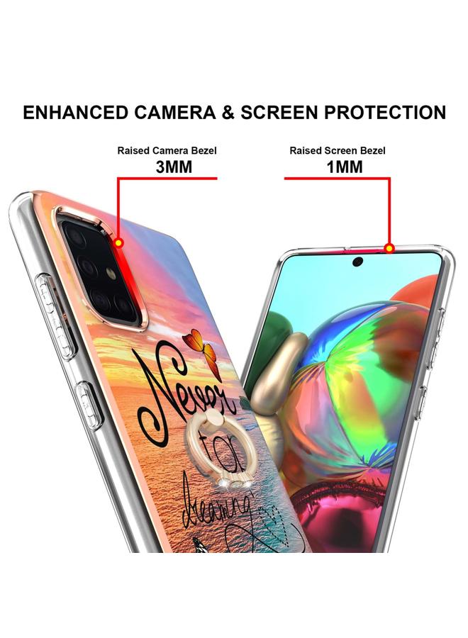 erorex Case For Samsung Galaxy A71 5G Electroplating Pattern IMD TPU Shockproof Case with Rhinestone Ring Holder - Image 3