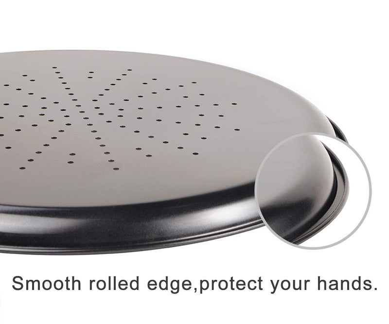 Webake Vented Pizza Pan 12 Inch with Holes Pizza Crisper Tray Non-stick Coating on Carbon Steel Round Pizza Plate for Oven, Perforated Baking Sheet for Home Restaurant Kitchen - Image 3