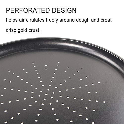 Webake Vented Pizza Pan 12 Inch with Holes Pizza Crisper Tray Non-stick Coating on Carbon Steel Round Pizza Plate for Oven, Perforated Baking Sheet for Home Restaurant Kitchen - Image 2