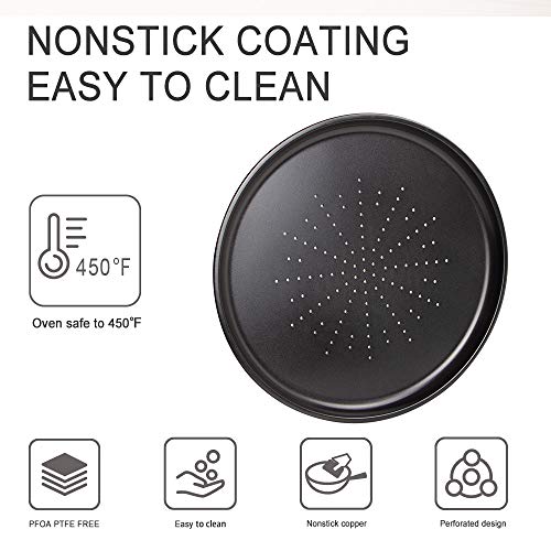 Webake Vented Pizza Pan 12 Inch with Holes Pizza Crisper Tray Non-stick Coating on Carbon Steel Round Pizza Plate for Oven, Perforated Baking Sheet for Home Restaurant Kitchen - Image 4