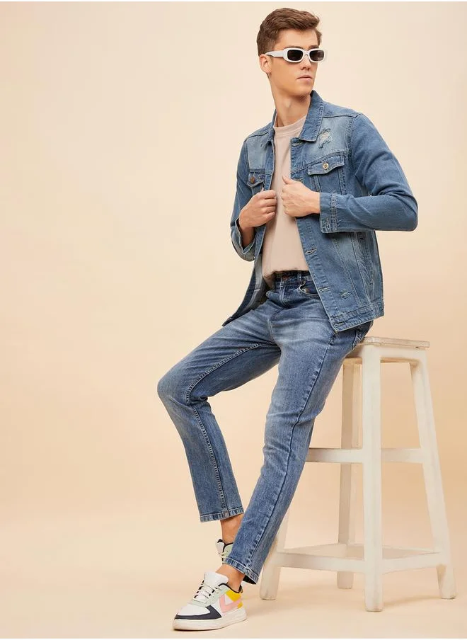 HIGH STAR Mid Rise Regular Fit Faded Jeans by Styli