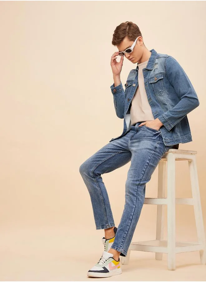 HIGH STAR Mid Rise Regular Fit Faded Jeans by Styli
