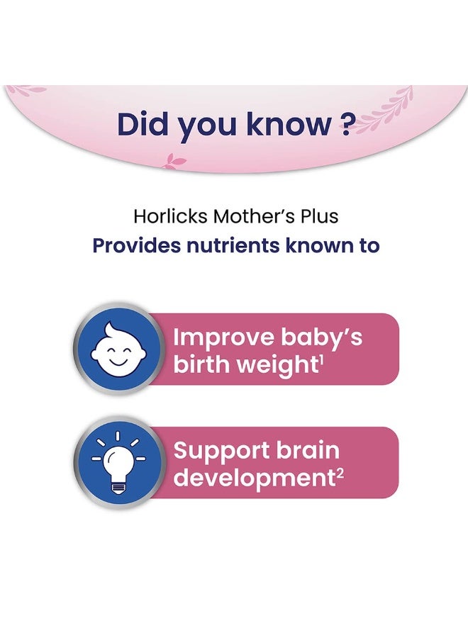 Horlicks Mother's Horlicks Plus Powder, Nutrition Drink For Pregnancy & Lactation, Protein For Healthy Birth Weight, No Added Sugar, Kesar Flavour, Refill, 500G - Image 2