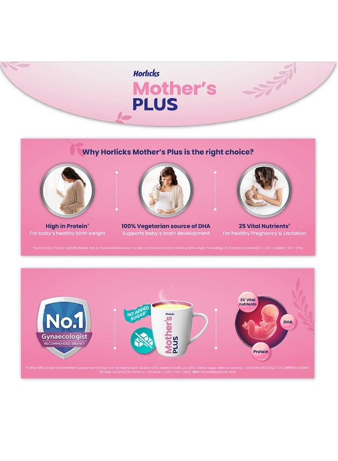 Horlicks Mother's Horlicks Plus Powder, Nutrition Drink For Pregnancy & Lactation, Protein For Healthy Birth Weight, No Added Sugar, Kesar Flavour, Refill, 500G - Image 4