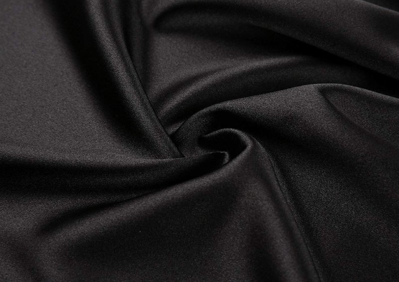 sunshinemall sunshinemall Women's Satin Kimono Robes with Rhinestones Bride Bridesmaid Short Getting Ready Wedding Dressing Gown Black  - Image 5