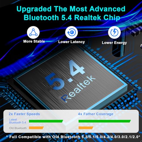Hakimonoe Upgraded USB Bluetooth 5.4 Adapter for PC, Wireless USB Dongle for Laptop Desktop Windows 11 10 8.1 7, Plug n Play Bluetooth Headphones Headset Speaker Mouse Keyboard Printer Controller - Image 2