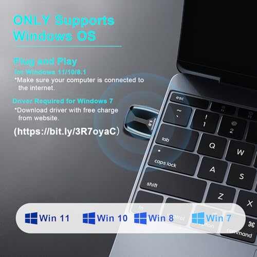 Hakimonoe Upgraded USB Bluetooth 5.4 Adapter for PC, Wireless USB Dongle for Laptop Desktop Windows 11 10 8.1 7, Plug n Play Bluetooth Headphones Headset Speaker Mouse Keyboard Printer Controller - Image 3