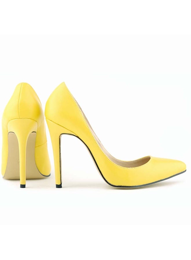 Loquat Matte Patent Leather Low-Cut Stiletto Heels Yellow - Image 2