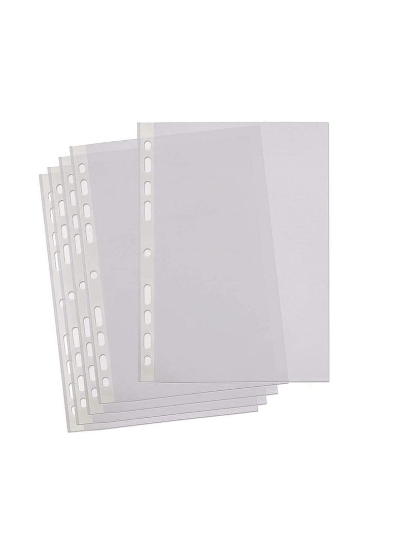 MARKQ 100 Piece Plastic Punched Pockets A4 Clear Sheet Protectors Paper pocket sleeves for Folders Filing Wallets Paper & Documents [40 mic]  - Image 1