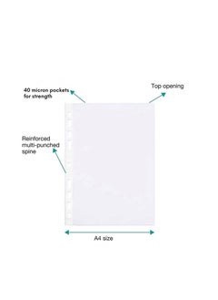 MARKQ 100 Piece Plastic Punched Pockets A4 Clear Sheet Protectors Paper pocket sleeves for Folders Filing Wallets Paper & Documents [40 mic]  - Image 2