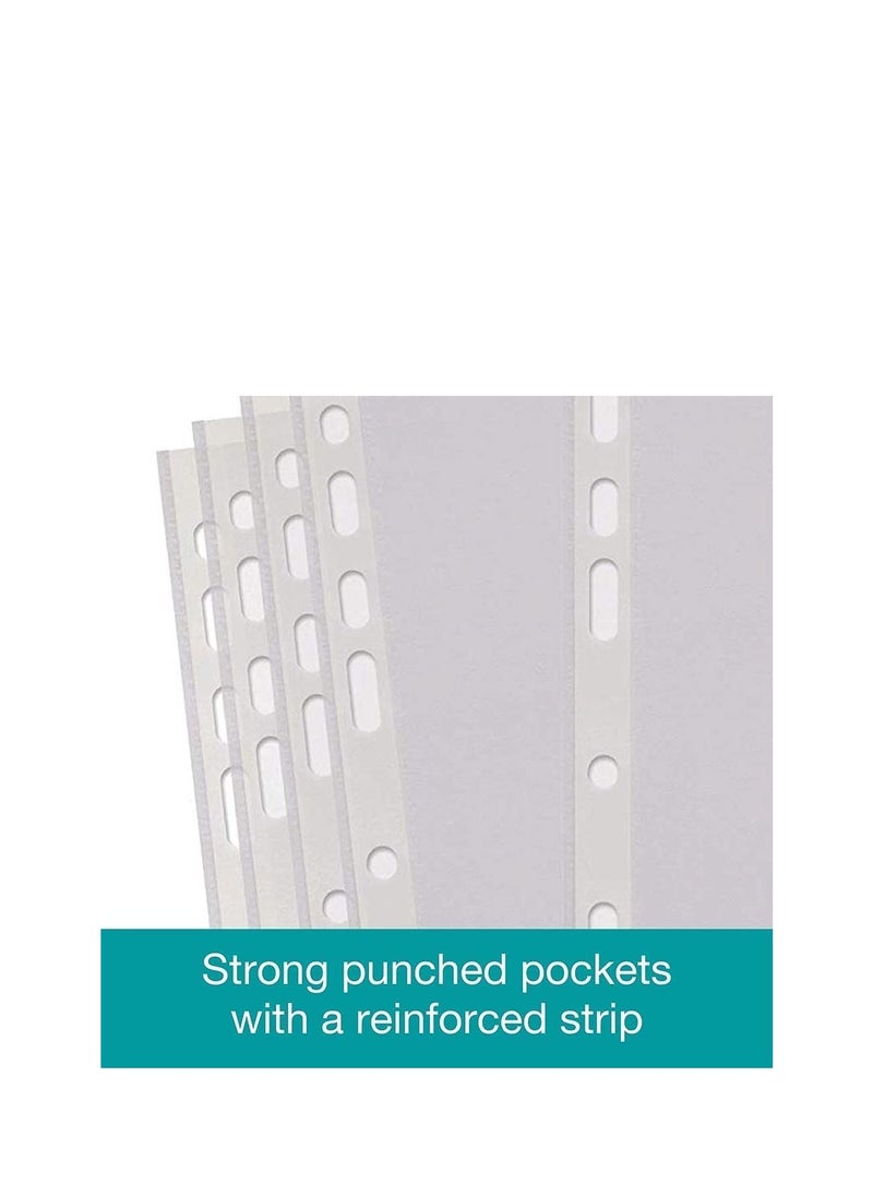 MARKQ 100 Piece Plastic Punched Pockets A4 Clear Sheet Protectors Paper pocket sleeves for Folders Filing Wallets Paper & Documents [40 mic]  - Image 4