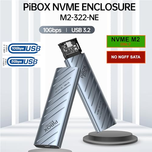 piBOX India NVMe SSD Enclosure - USB 3.2 10Gbps, Tool-Free M.2 NVMe Case, PCI-E NVMe Reader, USB-C, Supports M & B&M Keys, 2230/2242/2260/2280 SSDs Powerful - JM583 Chipset - Image 2