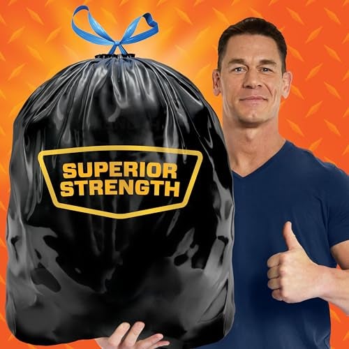 Hefty Strong 30 Gallon Trash Bags, Large Trash Bags 30 Gallon Size, Durable Drawstring Enclosure, Resists Punctures, Leaks, and Tears, Black, Unscented, 56 Bags - Image 3