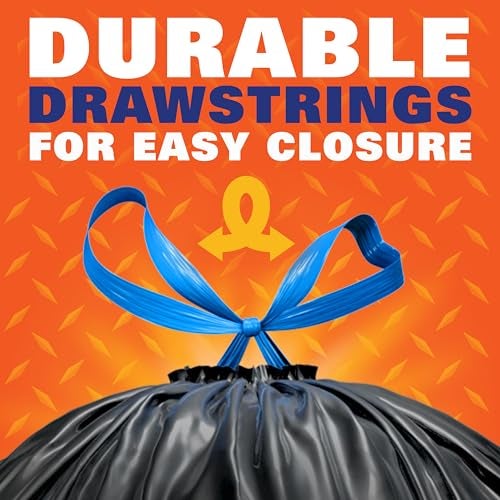 Hefty Strong 30 Gallon Trash Bags, Large Trash Bags 30 Gallon Size, Durable Drawstring Enclosure, Resists Punctures, Leaks, and Tears, Black, Unscented, 56 Bags - Image 4