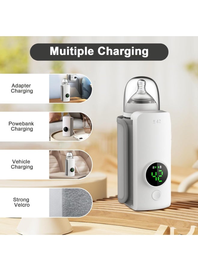 جهاز تسخين زجاجات الأطفال المحمول بشاشة رقمية وبطارية 2000mAh قابلة للشحن – سخان رضاعة مع 6 مستويات حرارة من 37 إلى 55 درجة مئوية، شحن Type-C، تسخين محيطي 360°، مناسب لمعظم زجاجات الرضاعة، مثالي للسفر والسيارة والاستخدام اليومي - Image 4