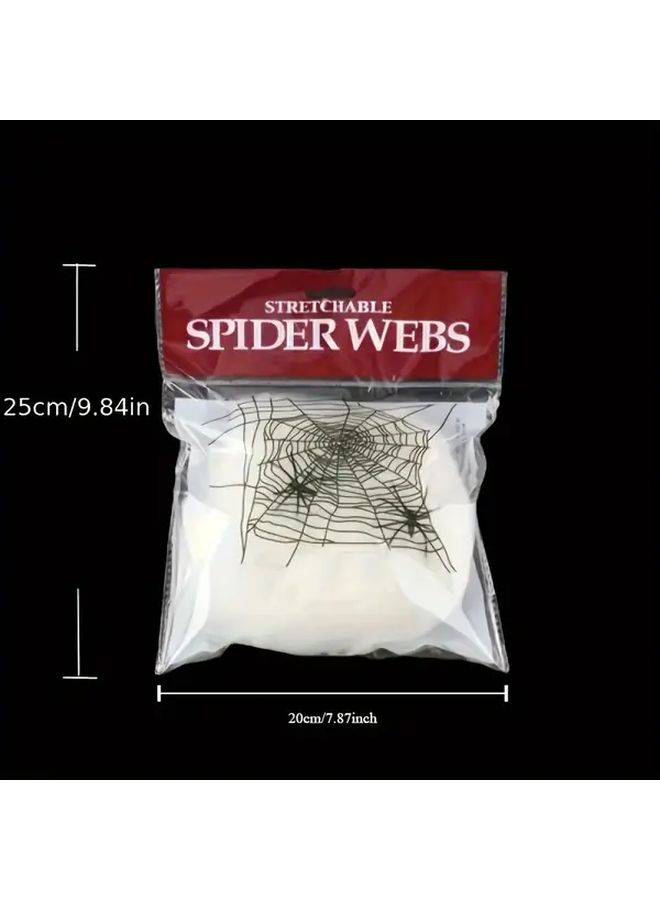 A4 Style White Halloween Spider Web Decorations 4 Pack With 8 Spiders For Home Haunted House Bar - Image 2