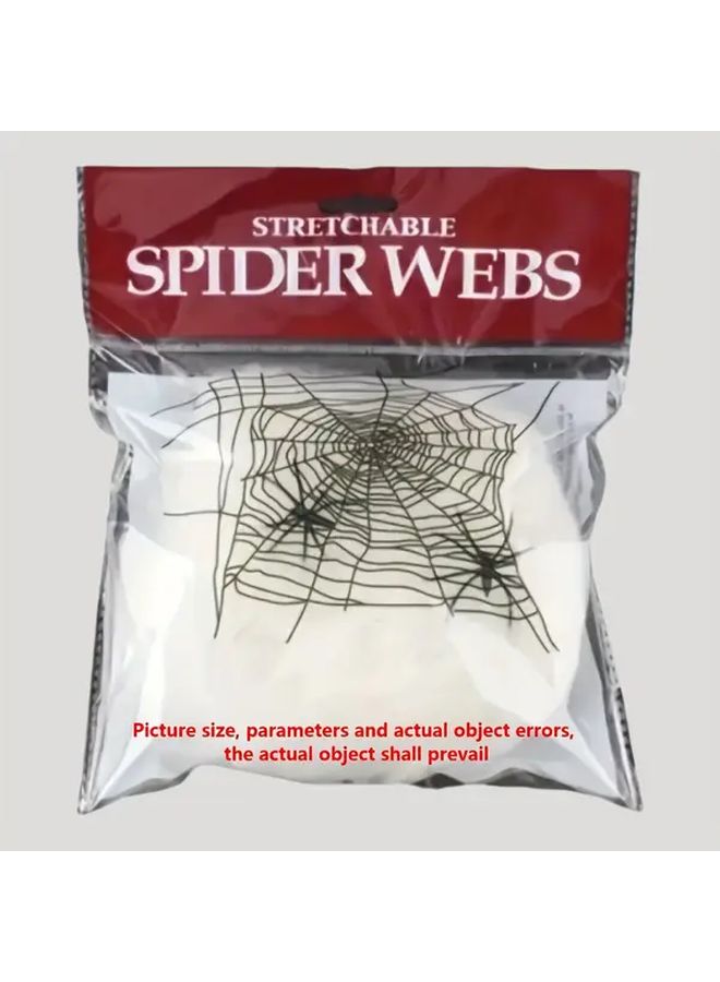 A4 Style White Halloween Spider Web Decorations 4 Pack With 8 Spiders For Home Haunted House Bar - Image 4