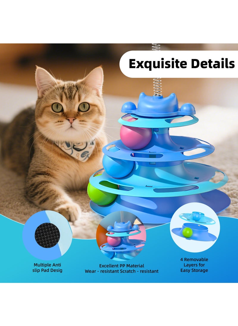 Cat Toy Interactive Pet Plaything for Indoor Kitten Interactive Kitty Puzzle Ball with 1 Cat-Tease (Blue)