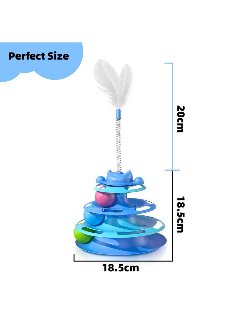 Cat Toy Interactive Pet Plaything for Indoor Kitten Interactive Kitty Puzzle Ball with 1 Cat-Tease (Blue)