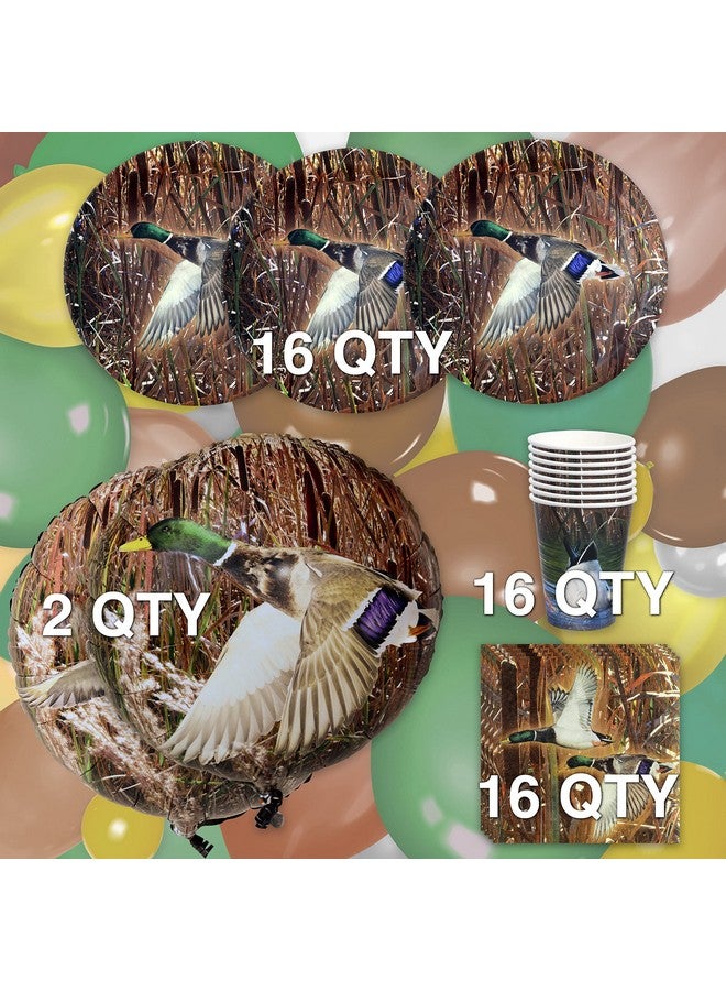Havercamp Havercamp Duck Hunting Party Set for 16! Supplies include 16 ea. Lg. 9" Plates, Lg. Luncheon Napkins, 12 oz. Cups and 2 (18") Mylar Balloons. High Definition Mallard Duck Graphics.  - Image 4