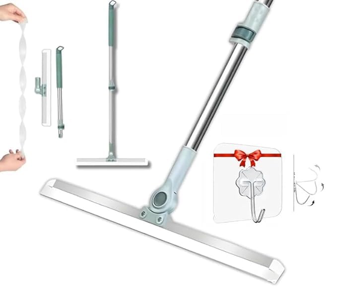 FLIZZOW Magic Broom Sweeper for Floor Cleaning – Multifunctional Silicone Wiper Mop with Stainless Steel Extendable Handle – Wet & Dry Use – Bathroom Floor Wiper & Window Squeegee Viper - Image 1