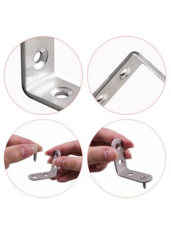 sokany 20 PCS Stainless Steel Corner Braces, 16 PCS 40 X 40mm 90 Degree Right Angle L-Shaped Bracket Joint and 4 PCS Plat Straight Braces Fastener for Wood Shelf Cabinet Chair Table, With 80 Screws  - Image 5