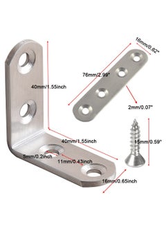 sokany 20 PCS Stainless Steel Corner Braces, 16 PCS 40 X 40mm 90 Degree Right Angle L-Shaped Bracket Joint and 4 PCS Plat Straight Braces Fastener for Wood Shelf Cabinet Chair Table, With 80 Screws  - Image 3
