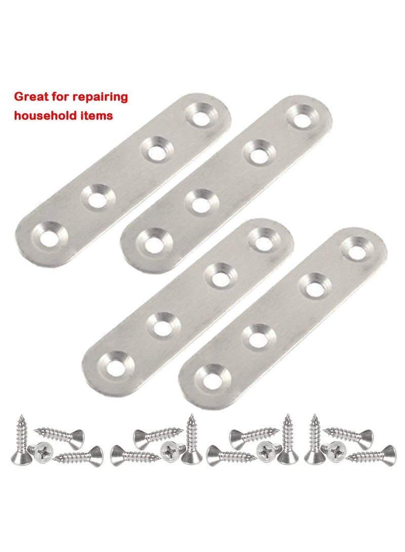 sokany 20 PCS Stainless Steel Corner Braces, 16 PCS 40 X 40mm 90 Degree Right Angle L-Shaped Bracket Joint and 4 PCS Plat Straight Braces Fastener for Wood Shelf Cabinet Chair Table, With 80 Screws - Image 4