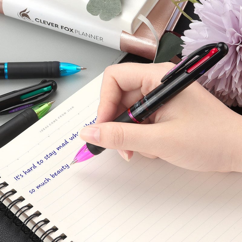 Bribobo 8 Pack Multicolor Ballpoint Pens 4-in-1 0.7mm Colored Retractable Ballpoint Gift Pens for Office School Supplies Students Gift - Image 5