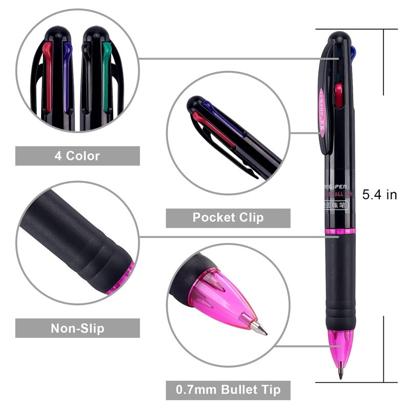 Bribobo 8 Pack Multicolor Ballpoint Pens 4-in-1 0.7mm Colored Retractable Ballpoint Gift Pens for Office School Supplies Students Gift - Image 2