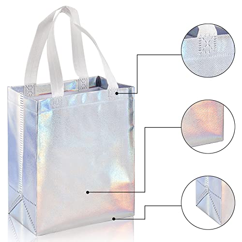 TOPZEA 40 Pack 10 x 8 Inch Glossy Reusable Grocery Bags, Non-woven Tote Shopping Bags with Handle, Bridesmaid Bag Stylish Foldable Gift Goodies Bag for Small Business, Wedding, Easter, Birthday - Image 3