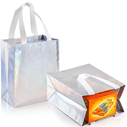 TOPZEA 40 Pack 10 x 8 Inch Glossy Reusable Grocery Bags, Non-woven Tote Shopping Bags with Handle, Bridesmaid Bag Stylish Foldable Gift Goodies Bag for Small Business, Wedding, Easter, Birthday - Image 4