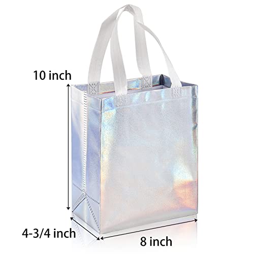 TOPZEA 40 Pack 10 x 8 Inch Glossy Reusable Grocery Bags, Non-woven Tote Shopping Bags with Handle, Bridesmaid Bag Stylish Foldable Gift Goodies Bag for Small Business, Wedding, Easter, Birthday - Image 2